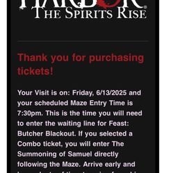 2 Dark Harbor Tickets For Friday June 13th