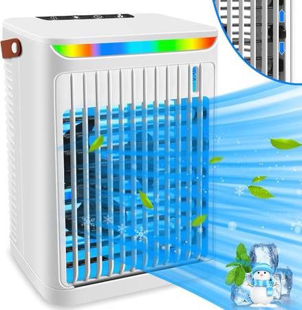 new Protable Air Conditioner Mobile 5-In-1 Mini Fan,Evaporative Cooler and Humidifier,3 Fan Speeds, Personal Air Conditioning, Adjustable Rotary Fan,