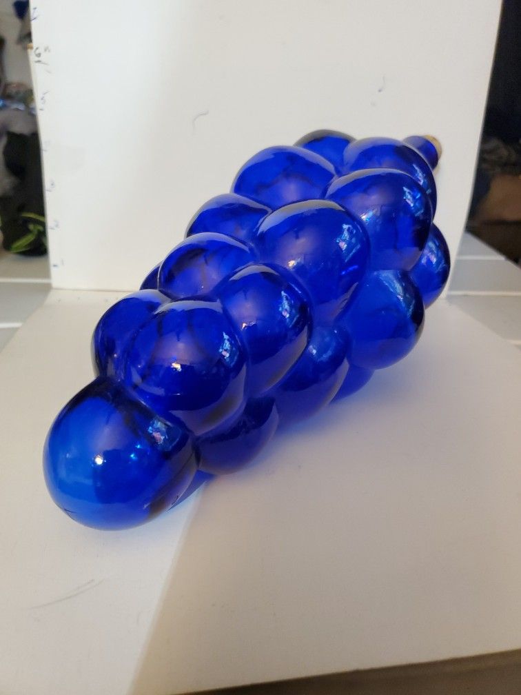 Vintage morano large cobalt blue grapes bottle