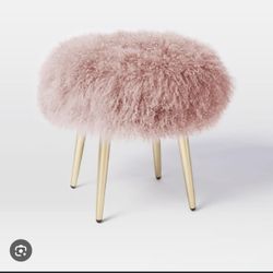 Pink West Elm Mongolian Fur Stool (5 Available)
