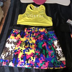 GSWOO CAMO SKIRT & CROP TOP