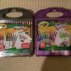 2 Crayola 65 Piece Sets (Pencils and Twistables Mini Crayons)