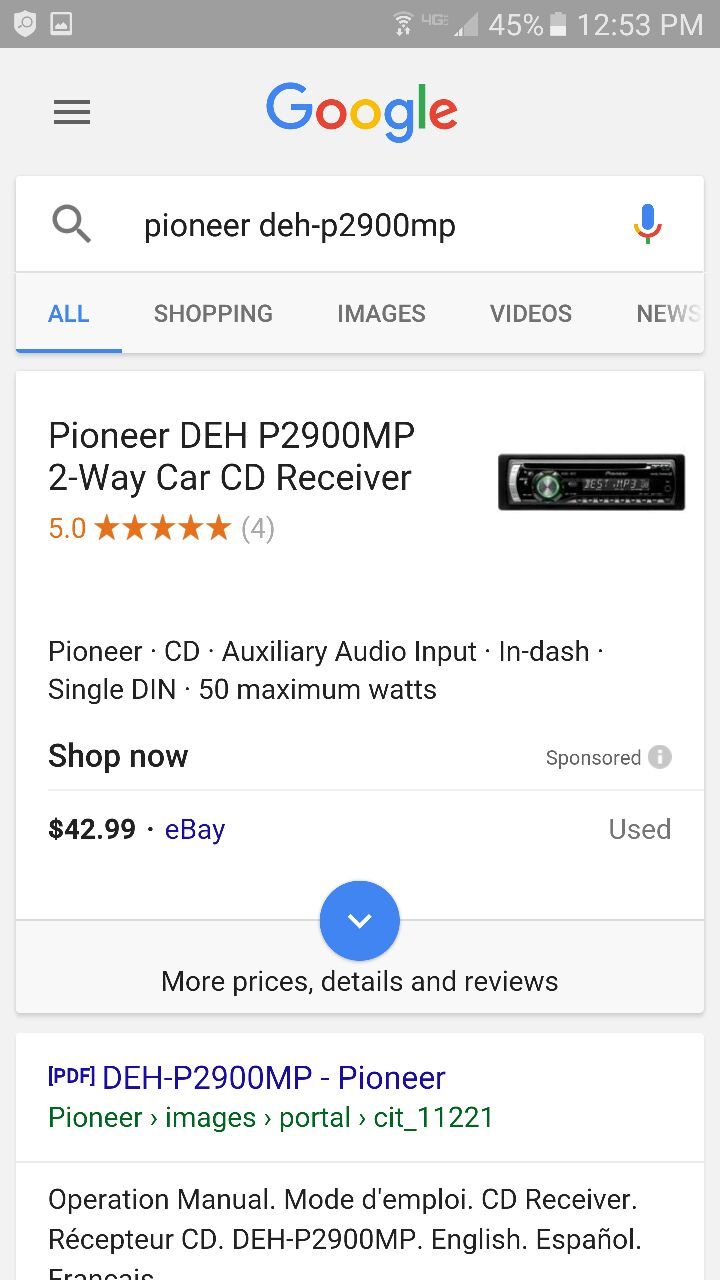 Pioneer 2-way cd car receiver