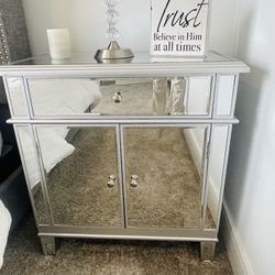 Two Mirrored Nightstands 