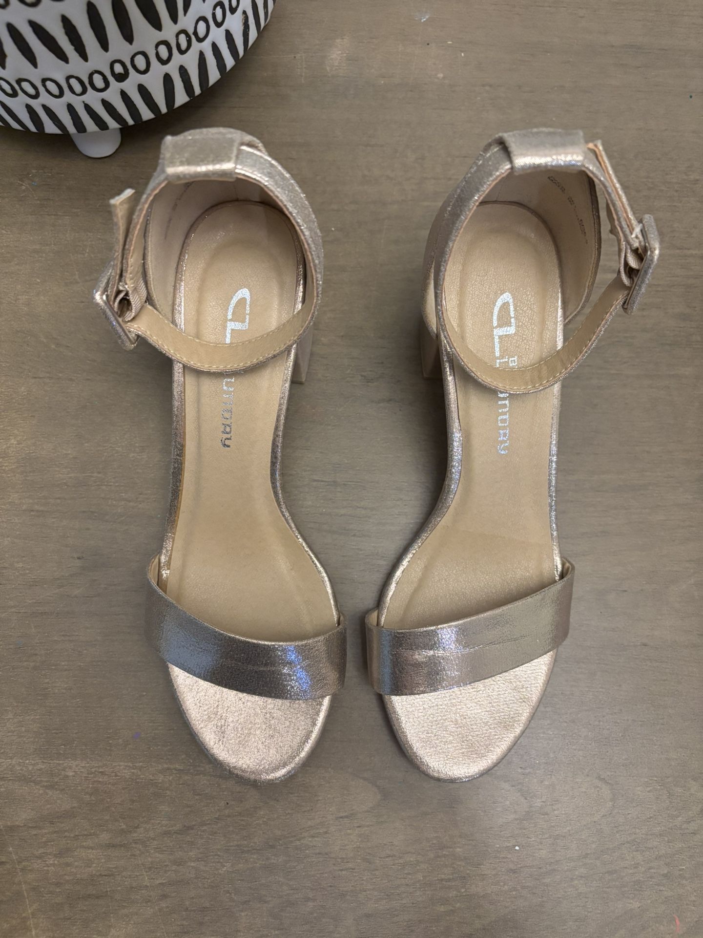 Gold Shimmer sandal heels lace up