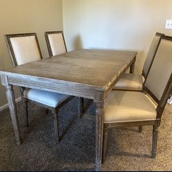 Dining Table with Leaf and 4 Upholstered Chairs 