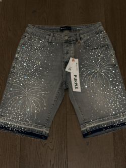 Rinestone Palm Tree Purple Shorts