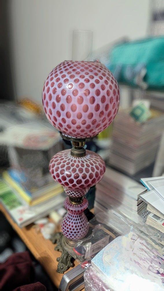 Cranberry Glass Lamp