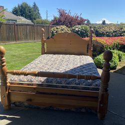 Queen Mattress, Box Spring, And Bed Frame. 