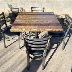Stylish Industrial Dining Table and 4 Chairs Set