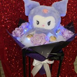 Kuromi Light Ribbon Rose Bouquet