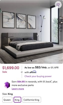 Modern King Low-Profile Platform Bed Frame – Moving Sale!