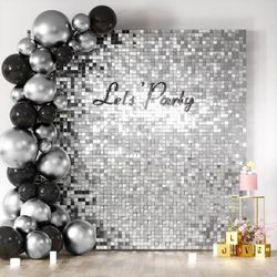 Holiday Shimmer Wall Backdrop Rainbow Silver 6’X6’
