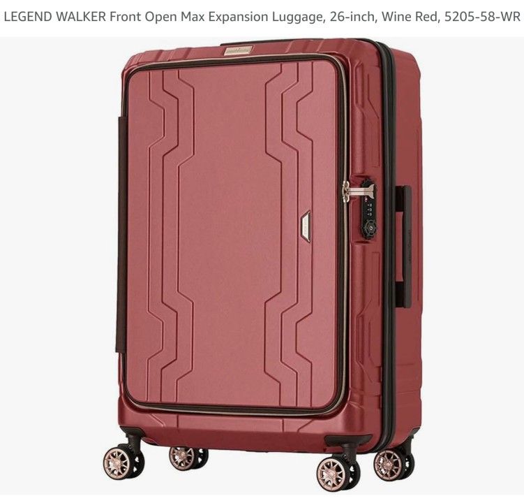 NEW - Front Open Max Expansion Luggage, 26-inch, (Wine Red -5205-58-WR)