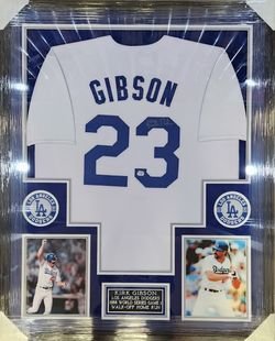 Dodgers Legend Kirk Gibson Signed, PSA-Certified, Deluxe-Framed Jersey