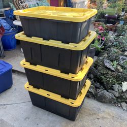 4 Tough Totes Storage Bins 3-27gallon 1-17gallon With Kids