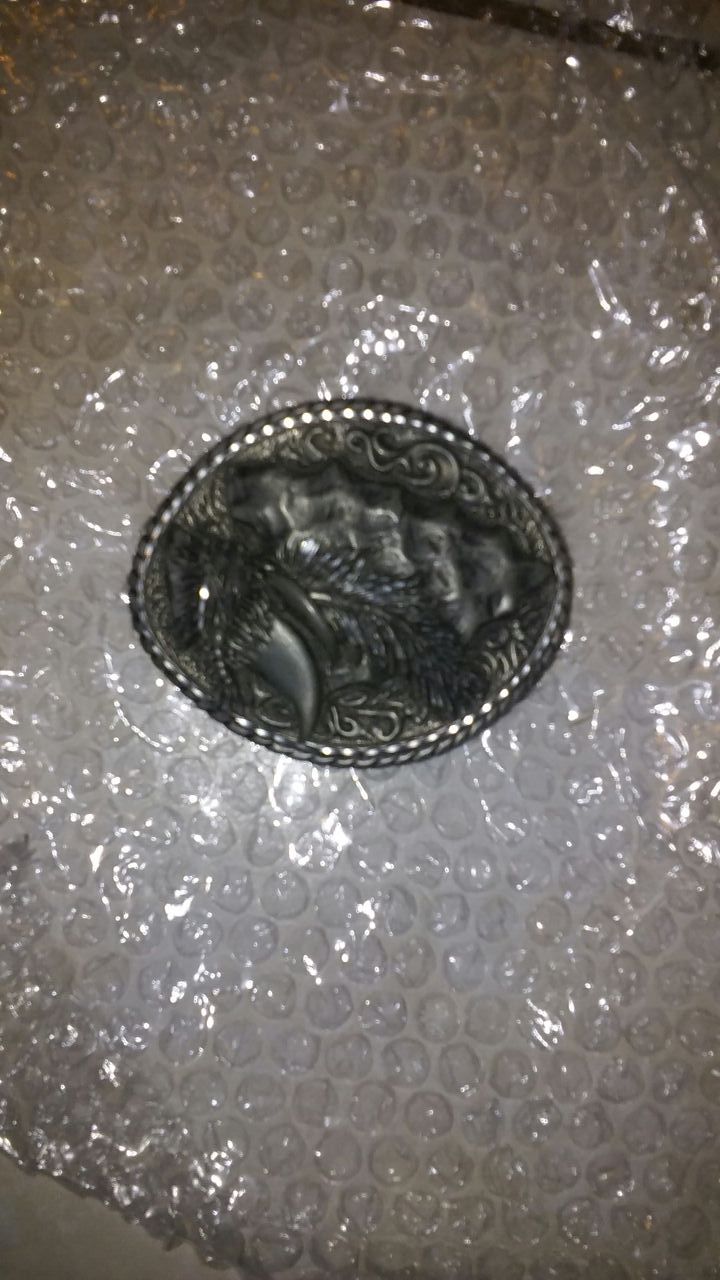 Belt buckle! Lrg. Solid Pewter! New never worn! Marked ,numbered Indian Belt buckle. 3.75 x 3.0 in. Paid $30 Check our offers!