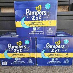 174 Total Pampers Overnight Diapers Size 4 3 Boxes 174 Panales De Noche Talla 4 3 Cajas