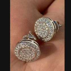 925 Silver Simulated Diamonds Mens Earring Screwback  Studs