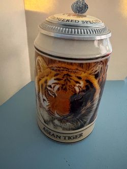 Vintage Anheuser-Busch Stein Endangered Animals Asian Tigers