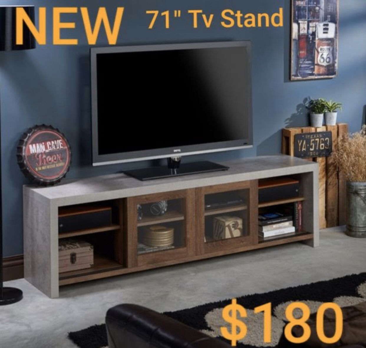 Industrial 71" TV Stand in Walnut