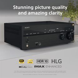 Sony 8K 7.2-ch A/V Receiver. Dolby Atmos, Bluetooth, WiFi, Apple AirPlay. Remote control included