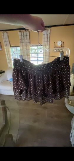 Black Polka Dot Ruffle Mini Skirt