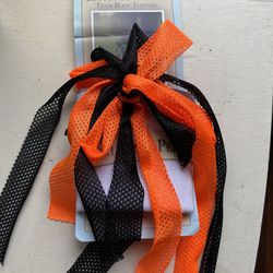 Brand New LITTLE BOOT PEEP Boot Topper Halloween Autumn Colors- White With Orange and Black Ribbons