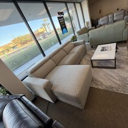 Fabric Sectional Sofa With Two Power Recliners And Chaise