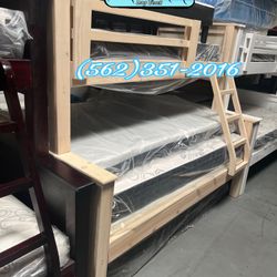 Twin Full Whitewash Bunk Bed Litera Nueva Con Colchones 