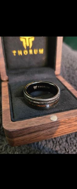 Mens Wedding Ring - Thorum - Meteorite And Fossil