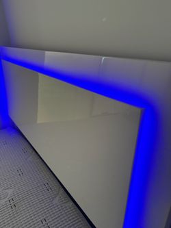 Queen White High Gloss LED platform Bed Frame- touch light headboard- like new