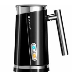 Huogary Milk Frother, Milk Steamer for Milk Foam & Hot Milk(4.5oz/10.5oz), Electric Milk Frother and Warmer for Homemade Coffee, 120V (Black)