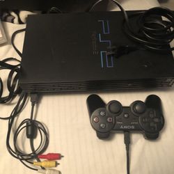 PLAYSTATION 2 WITH TV PLUGS & WIRELESS CONTROLLER
