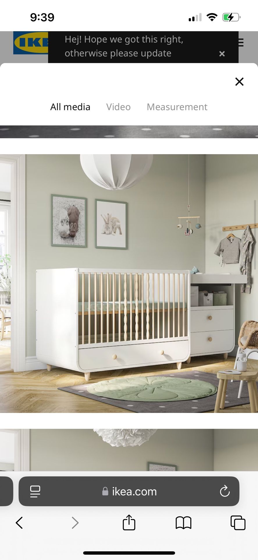 IKEA crib/toddler Bed And Changing Table Dresser