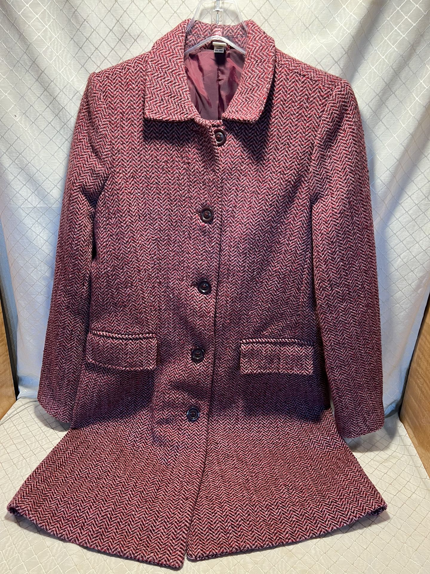 Old Navy Womens Pink/Purple Wool 2 Pocket Button Coat Sz M