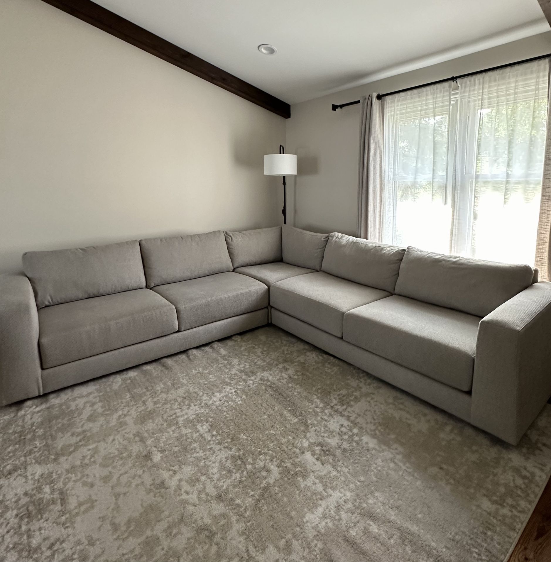 Crate & Barrel Peyton 3-Piece Sectional in Sand - Excellent Condition!