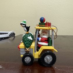 Kirkland Costco Christmas Image Creation Santa Yellow Tractor Holiday Ornament