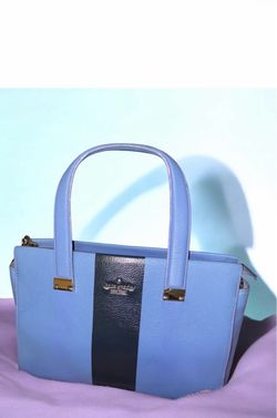 Kate Spade light blue and navy bag with gold buckles