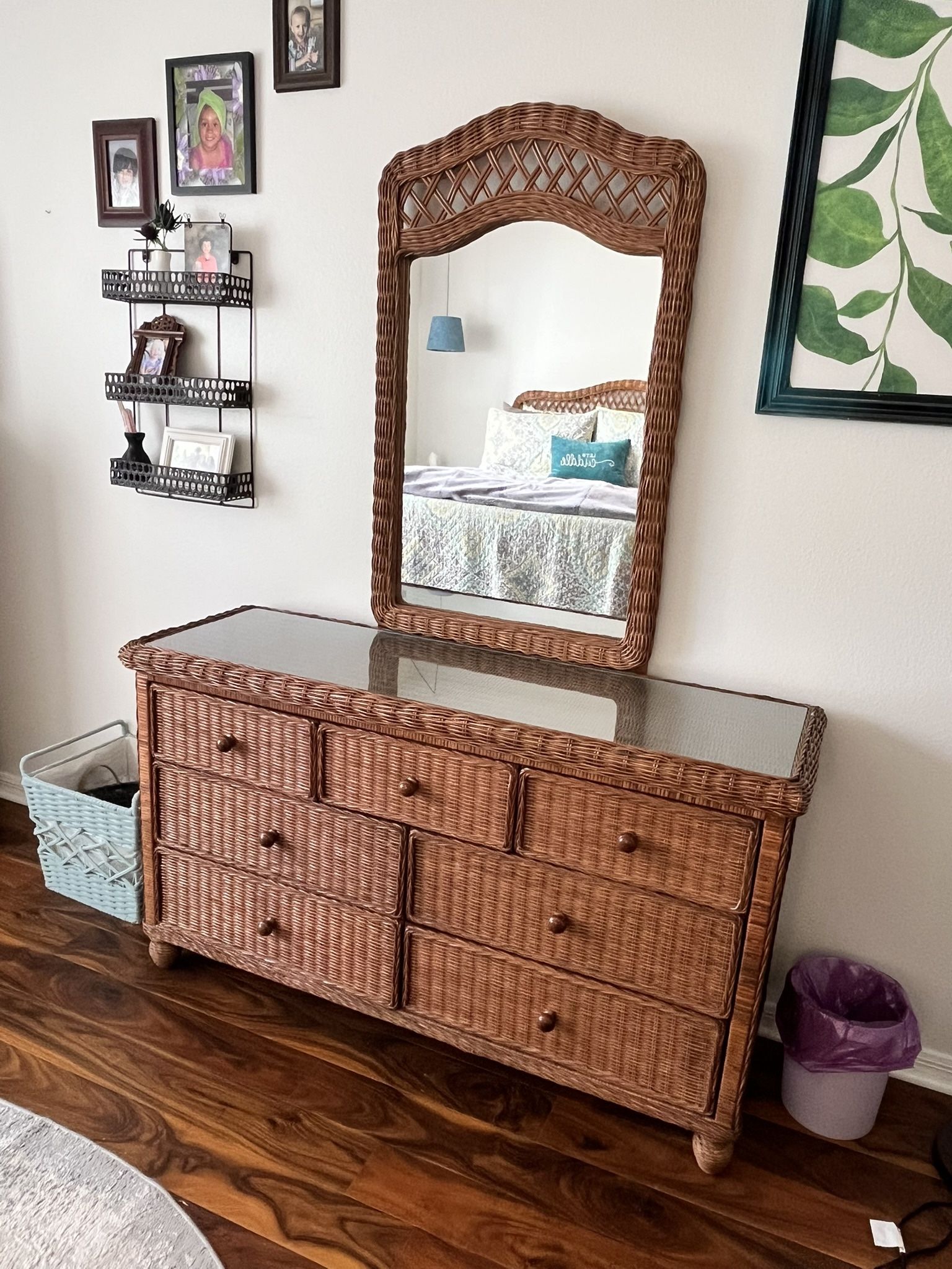 Wicker Dresser With Mirror
