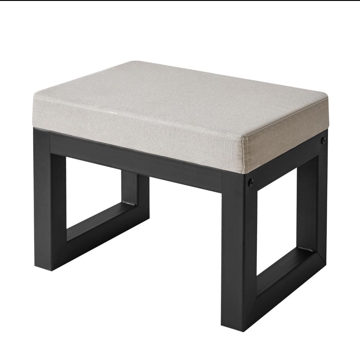 IBUYKE 16 Inch Small Foot Stool Ottoman, Rectangle Linen Foot Rest with Padded