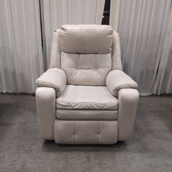 Light Beige Power Recliner with Tufted Cushions