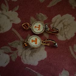 Gold Colored Or Possibly Gold Plated U.t. College Earrings 