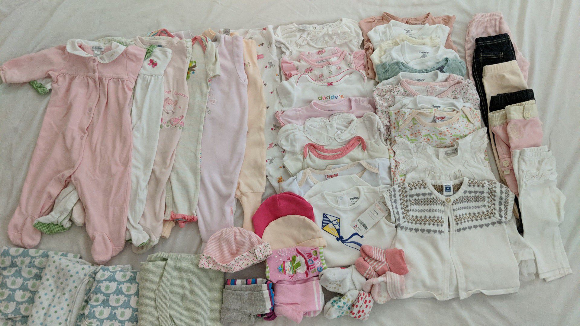 50 PCs baby girl 6-12 months clothes pajamas onesuit winter spring