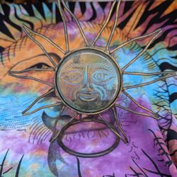 Large Glass & metal Sun Candle Holder 