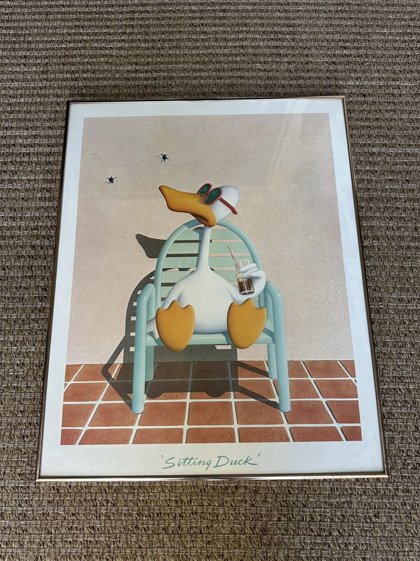Vintage 90s Bedard sitting duck print framed