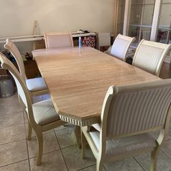 Travertine  Contemporary Formal Dining Room Set