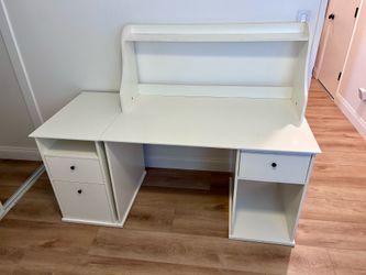 White Computer Desk with Hutch & Storage