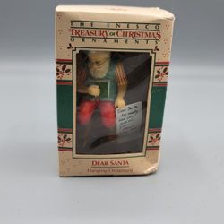Vintage ENESCO 1982 Dear Santa Claus Chair List Christmas Ornament