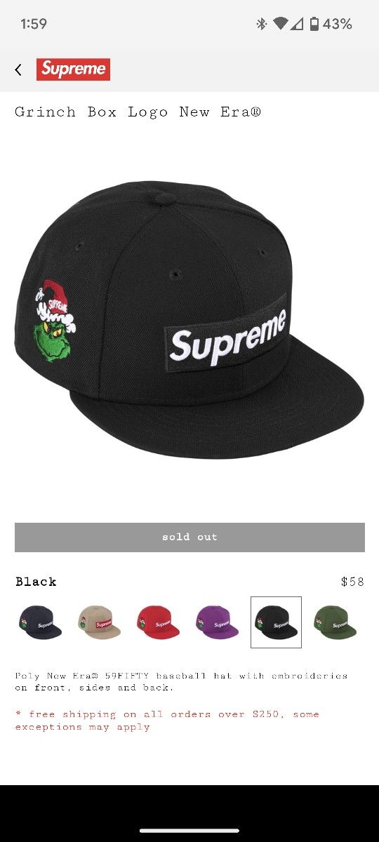 Supreme X Grinch Navy Hat